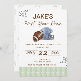 Boy's First Birthday, First Down Birthday Invite, Kaart