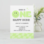 BOYS FIRST BIRTHDAY INVITATION ONE HAPPY DUDE  KAART (Staand voorkant)