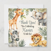 Boy's First Birthday Oerwoud Safari bedankkaart (Voorkant)