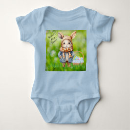 Boy's First Easter Voeg naam toe Schattige Baby Bo Romper