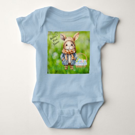 Boy's First Easter Voeg naam toe Schattige Baby Bo Romper (Voorkant)