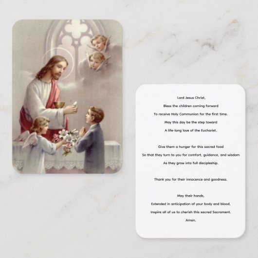 Boys First Holy Communion Prayer Kaart Visitekaartje (Voorkant / Achterkant)