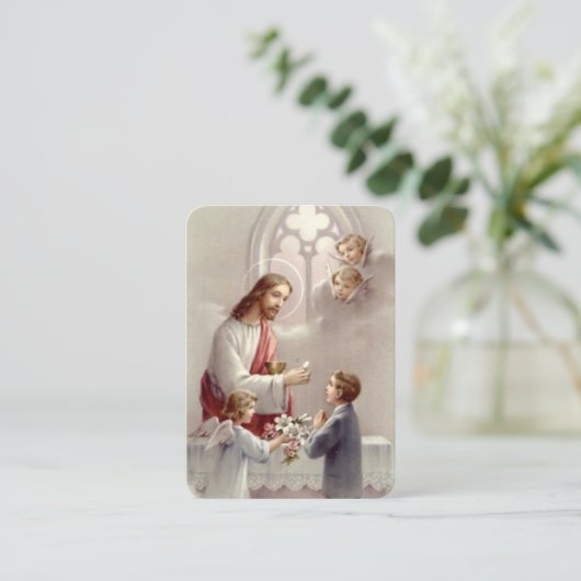 Boys First Holy Communion Prayer Kaart Visitekaartje (Staand voorkant)