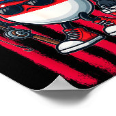 Boys Fishing Rod American Flag Patriotic Fishing F Poster (Hoek)