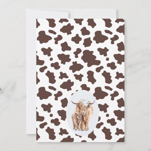 Boys Floral Boho Heilige Koe Hoogland Koe Baby sho Kaart (Achterkant)