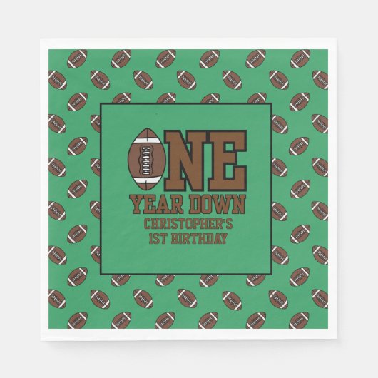 Boys Football First Year Down 1st Birthday Party Servet (Voorkant)