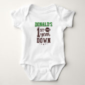 Boy's Football First Year Down 1st Birthday Romper (Voorkant)
