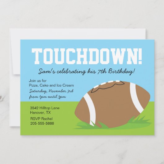 Boys Football Thmed Birthday Party Invitation Kaart (Voorkant)