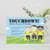 Boys Football Thmed Birthday Party Invitation Kaart (Staand voorkant)