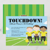 Boys Football Thmed Birthday Party Invitation Kaart (Voorkant / Achterkant)