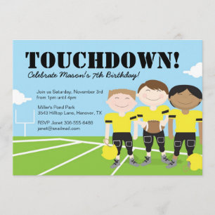Boys Football Thmed Birthday Party Invitation Kaart
