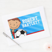 Boys football voetbal naam blauwe id label sticker (Envelop)