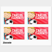 Boys football voetbal naam rood id label sticker (Vel)