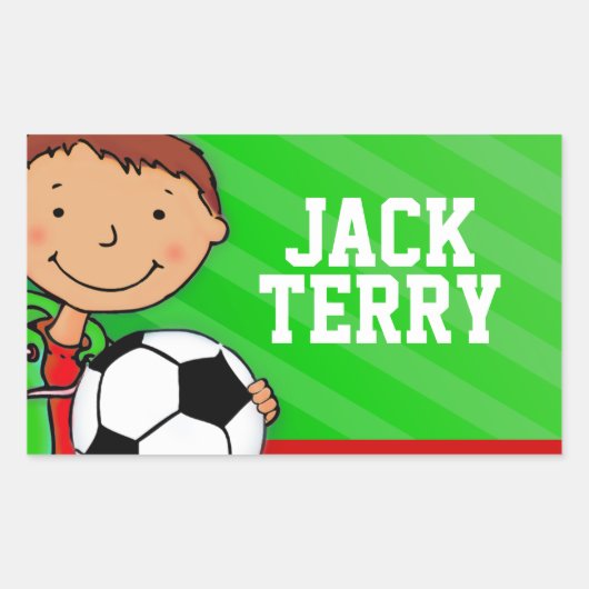 Boys football voetbalnaam groene id label sticker (Voorkant)