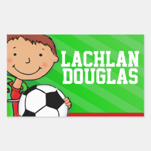 Boys football voetbalnaam groene id label sticker