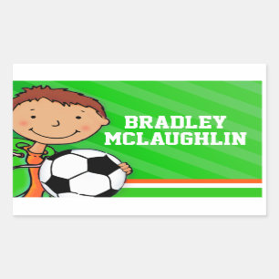 Boys football voetbalnaam groene id label sticker