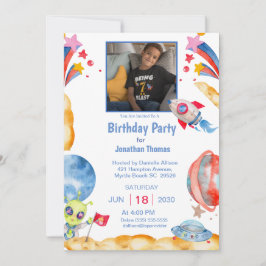 Boys Foto Buitenruimte Astronaut Blue Red Kaart