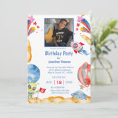 Boys Foto Buitenruimte Astronaut Blue Red Kaart (Staand voorkant)