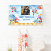 Boys Foto Buitenruimte Astronaut Blue Red Spandoek (Insitu)