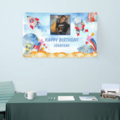 Boys Foto Buitenruimte Astronaut Blue Red Spandoek (Beurs)