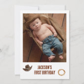 Boys Foto van mijn eerste Rodeo Cowboy, 1e verjaar Kaart (Achterkant)