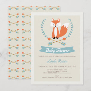 Boys Fox and Arrows Baby shower Kaart