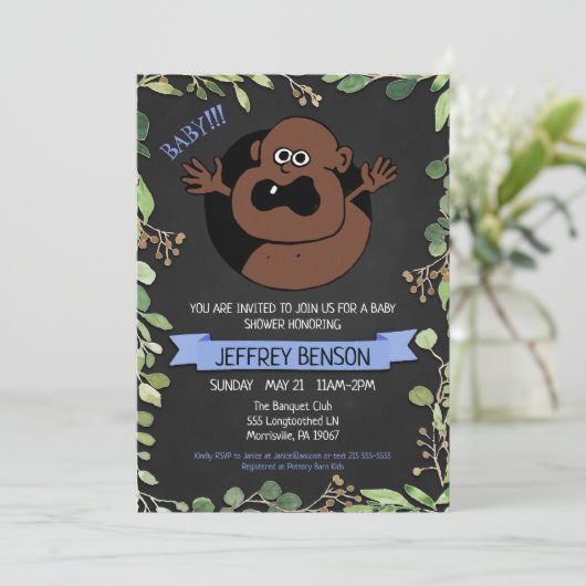 Boys Fun Baby shower Invitation Aankondiging (Staand voorkant)
