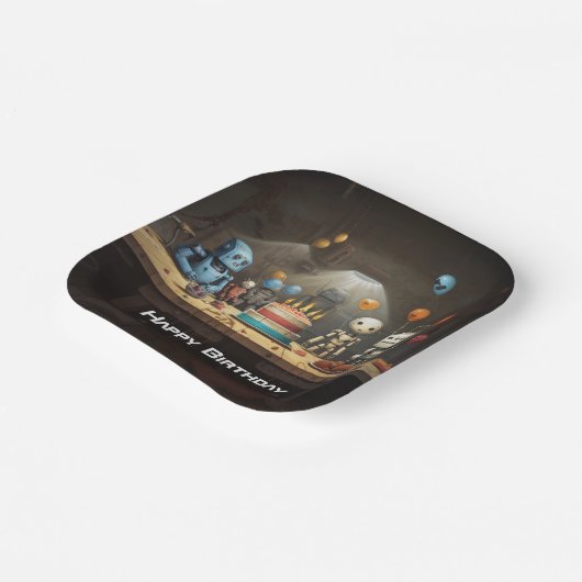 Boy's Fun Verjaardagsfeestje Papier Borden #8 Papieren Bordje (Gebogen)