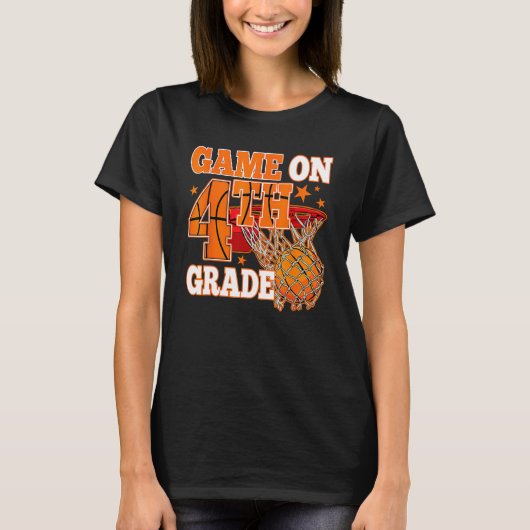 Boys Game On 4th Grade Basketball Back To School T T-shirt (Voorkant)