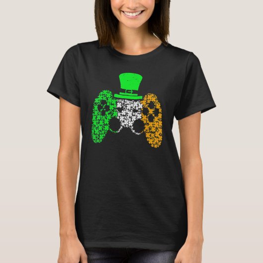 Boys Gamer Game Lucky Shamrock St Patricks Day II T-shirt (Voorkant)