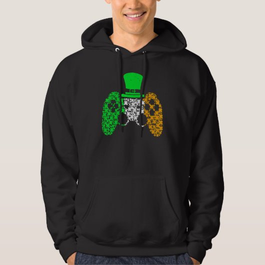 Boys Gamer Game Lucky Shamrock St Patricks Day Iri Hoodie (Voorkant)