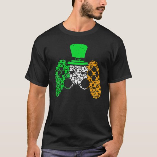 Boys Gamer Game Lucky Shamrock St Patricks Day Iri T-shirt (Voorkant)
