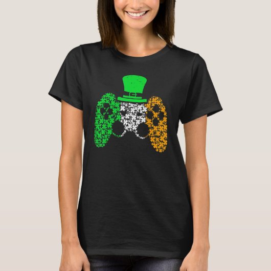 Boys Gamer Game Lucky Shamrock St Patricks Day Iri T-shirt (Voorkant)