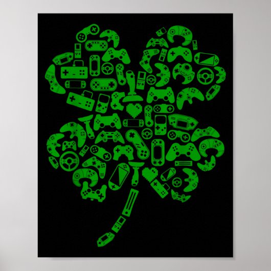 Boys Gamer Game Shamrock St Patricks Day Irish Men Poster (Voorkant)