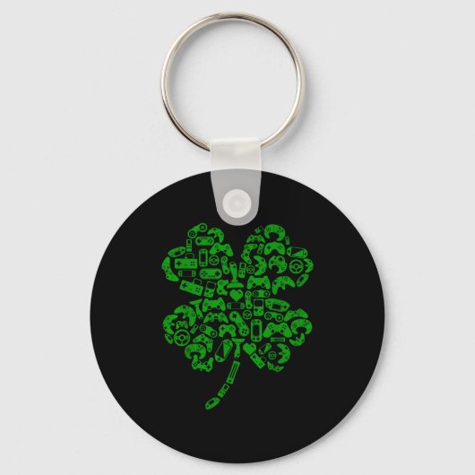 Boys Gamer Game Shamrock St Patricks Day Irish Men Sleutelhanger (Voorkant)