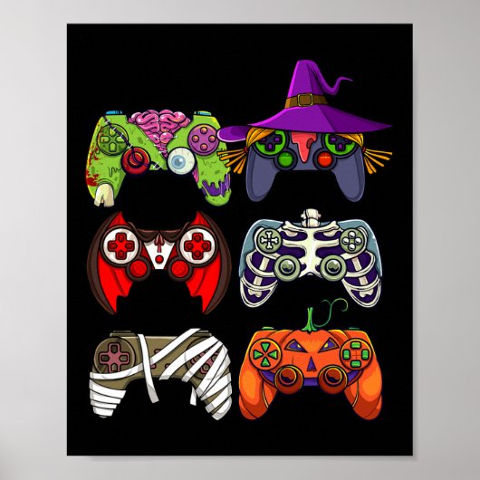 Boys Gamer Skeleton Zombie Gaming Controllers Kind Poster (Voorkant)