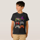 Boys Gamer Skeleton Zombie Gaming Controllers Kind T-shirt (Voorkant volledig)