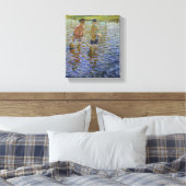 Boys Gevist in de rivier ( Anglers) Canvas Afdruk (Insitu (Slaapkamer))