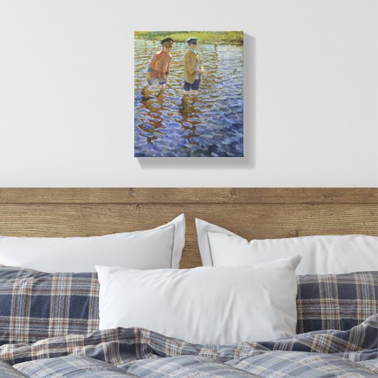 Boys Gevist in de rivier ( Anglers) Canvas Afdruk (Insitu (Slaapkamer))