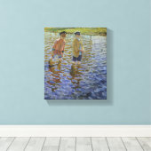 Boys Gevist in de rivier ( Anglers) Canvas Afdruk (Insitu (Houten vloer))