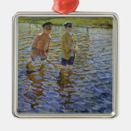 Boys Gevist in de rivier ( Anglers) Metalen Ornament