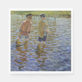 Boys Gevist in de rivier ( Anglers) Servet