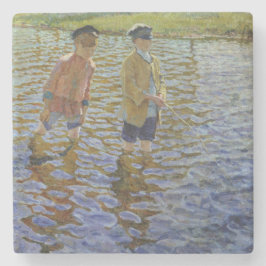 Boys Gevist in de rivier ( Anglers) Stenen Onderzetter