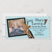 Boys Giraffe First Birthday Party Invitation (Voorkant)