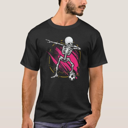 Boys Girls Dabbing Skeleton Voetbal T-shirt (Voorkant)