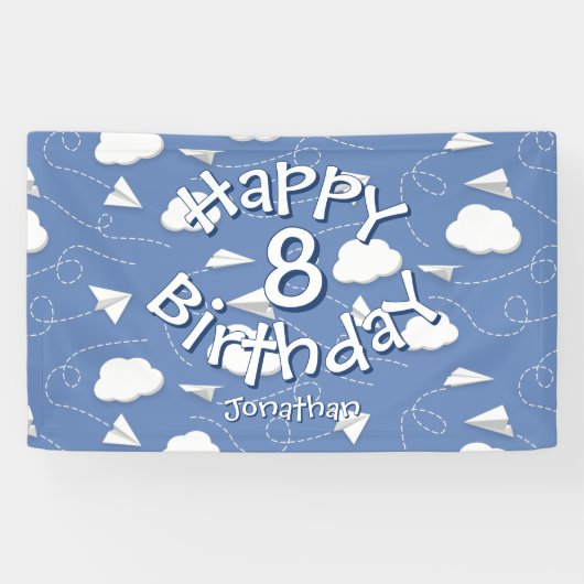 boys girls paper airplanes birthday spandoek (Horizontaal)