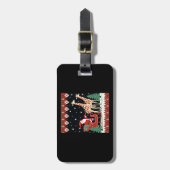 Boys Girls Santa Claus Riding Giraffe Sleigh Ugly Bagagelabel (Voorkant verticaal)