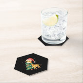 Boys Girls Santa Claus Riding Giraffe Sleigh Ugly  Kartonnen Onderzetters (Insitu)