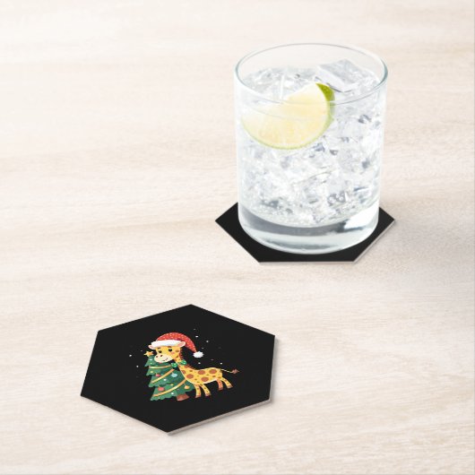 Boys Girls Santa Claus Riding Giraffe Sleigh Ugly  Kartonnen Onderzetters (Insitu)