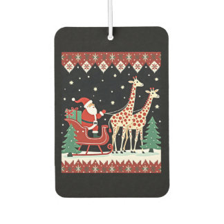 Boys Girls Santa Claus Riding Giraffe Sleigh Ugly  Luchtverfrisser